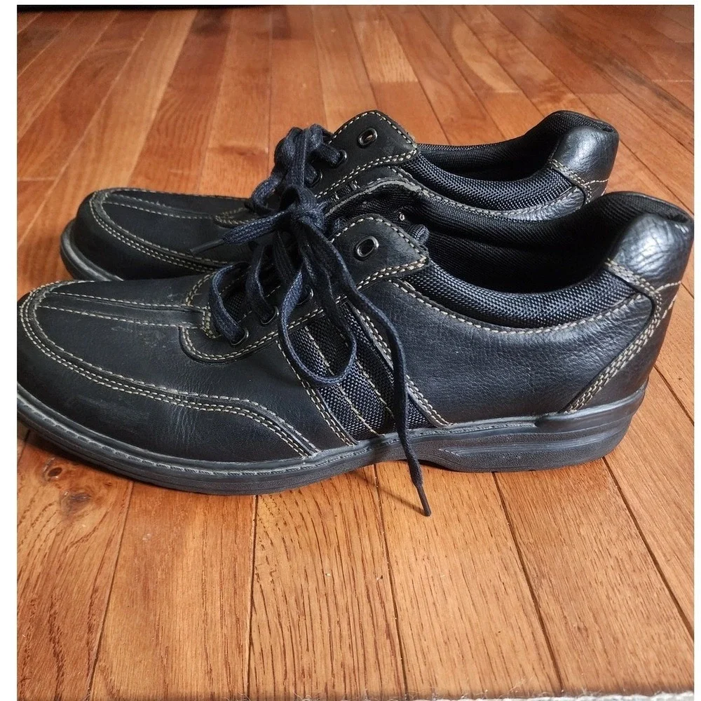 Clarks Collection Men's Split Toe Casual Black Leather Lace Up‎ Shoes Oxfords 12